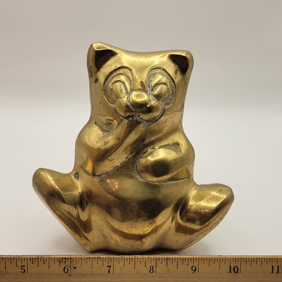 Vintage Brass Panda/Cat Bear Bank. - Picture 7 of 7